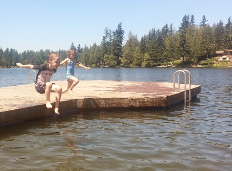 jumping in the lake