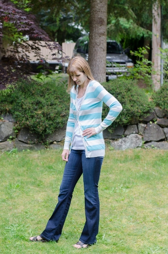 Stitch-Fix level 99 jeans and striped cardigan