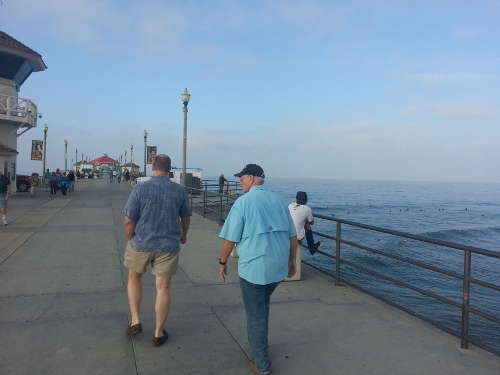 Walking to Ruby's on the pier for breakfast with Dad before heading to the cruise ship